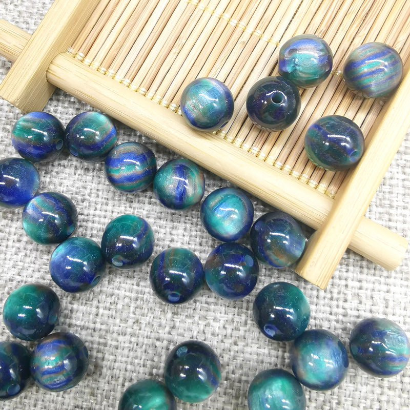 Aurora Gradient Resin Beads 6-12mm Swirl Teal Blue Gold 50pcs