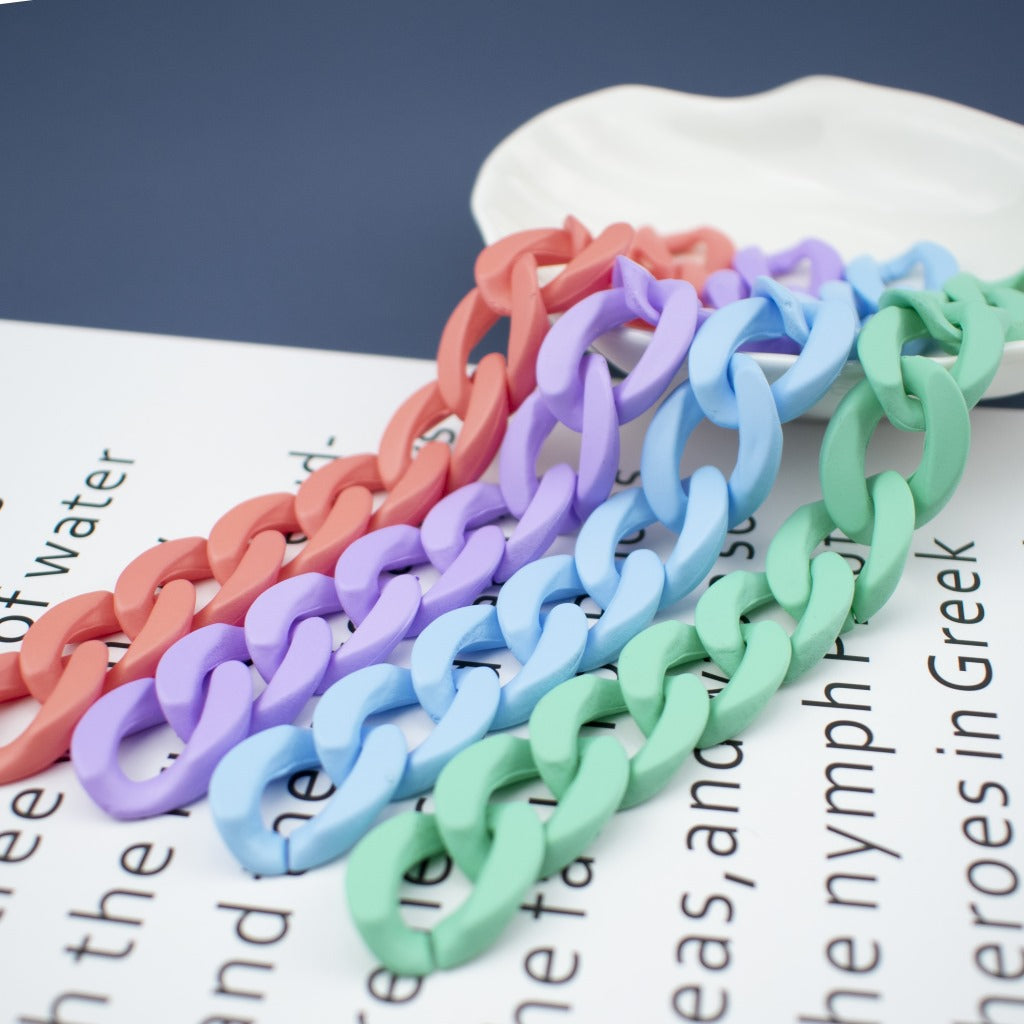 Matte Colorful Acrylic Open Chain Links 23mm 100pcs