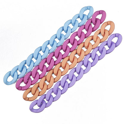 Matte Colorful Acrylic Open Chain Links 23mm 100pcs 5