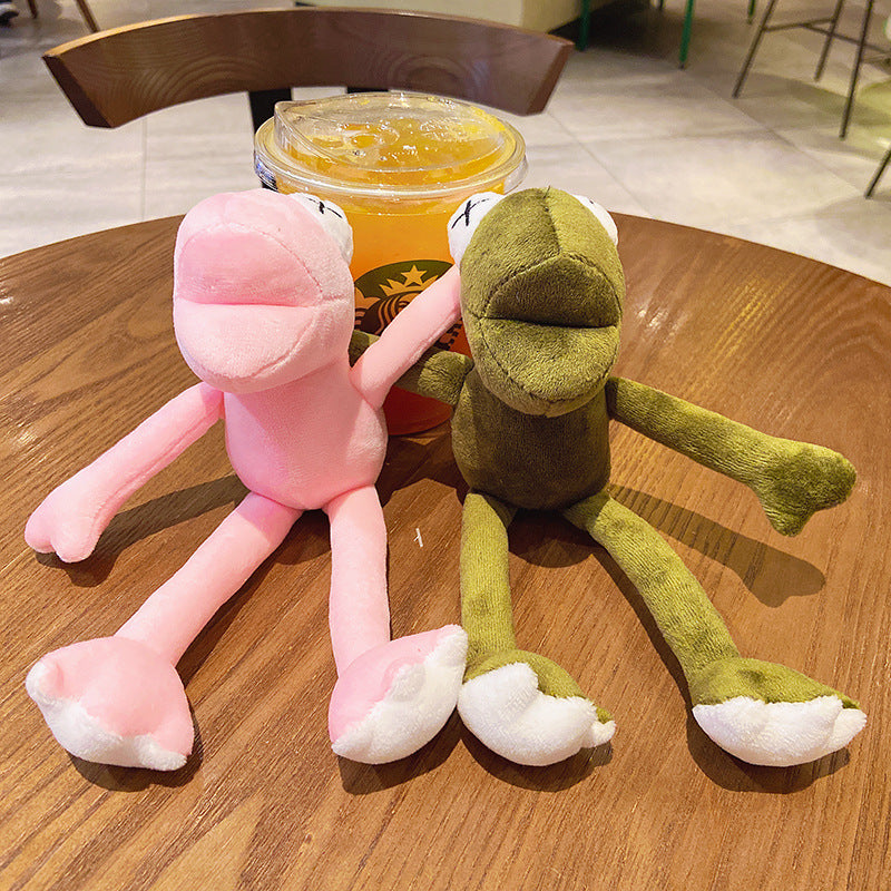 Plush Frog Keychain Long Legs Velvety Soft Animal Charm 2