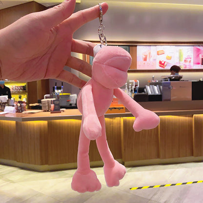 Plush Frog Keychain Long Legs Velvety Soft Animal Charm 7