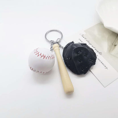 Leather Baseball Keychain Mini Glove Bat and Ball Sports Accessory 8