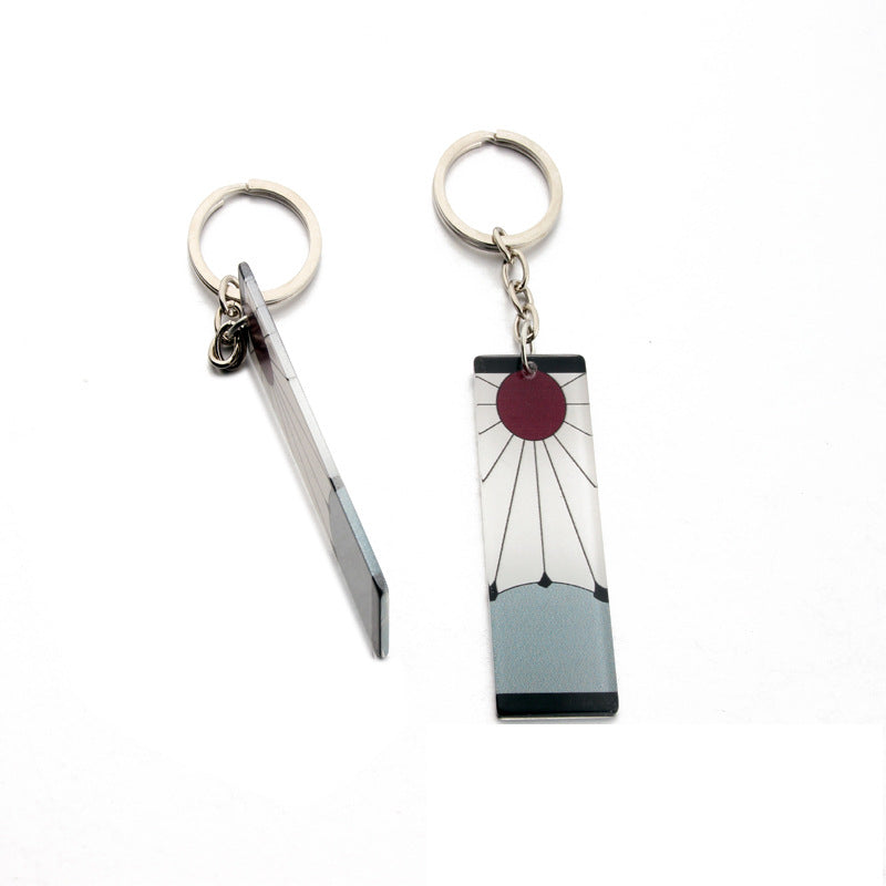 Acrylic Rectangular Keychain Creative Modern Design Blue Maroon 2