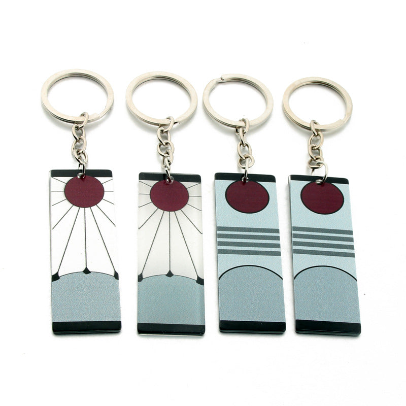 Acrylic Rectangular Keychain Creative Modern Design Blue Maroon