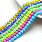 Frosted Round Glass Beads 8mm Neon Splash Pattern 100pcs 4