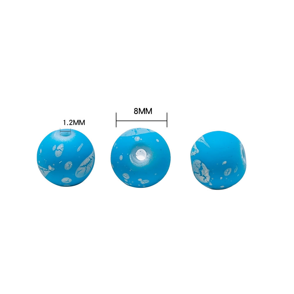 Frosted Round Glass Beads 8mm Neon Splash Pattern 100pcs 5