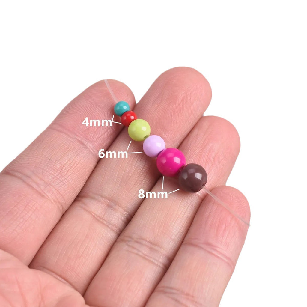Solid Color Round Acrylic Beads 8mm 100g 5