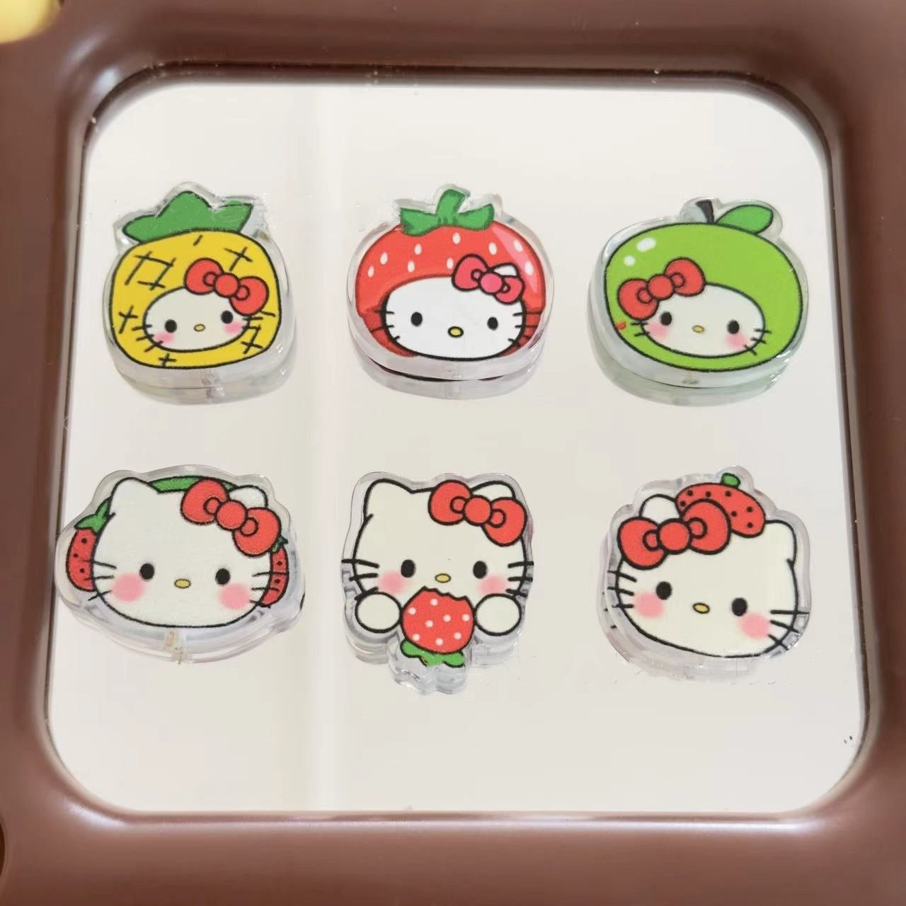 Painted Fruit Hello KT Acrylic Beads 25mm Enamel Finish 10pcs