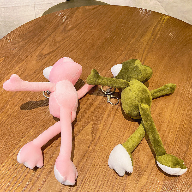 Plush Frog Keychain Long Legs Velvety Soft Animal Charm 3