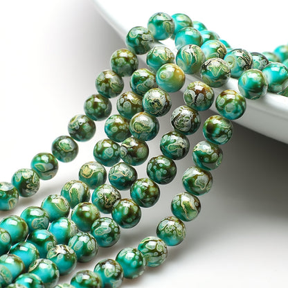 Crackle Round Glass Beads 8mm Multicolor Imitation Ceramic 200pcs 13