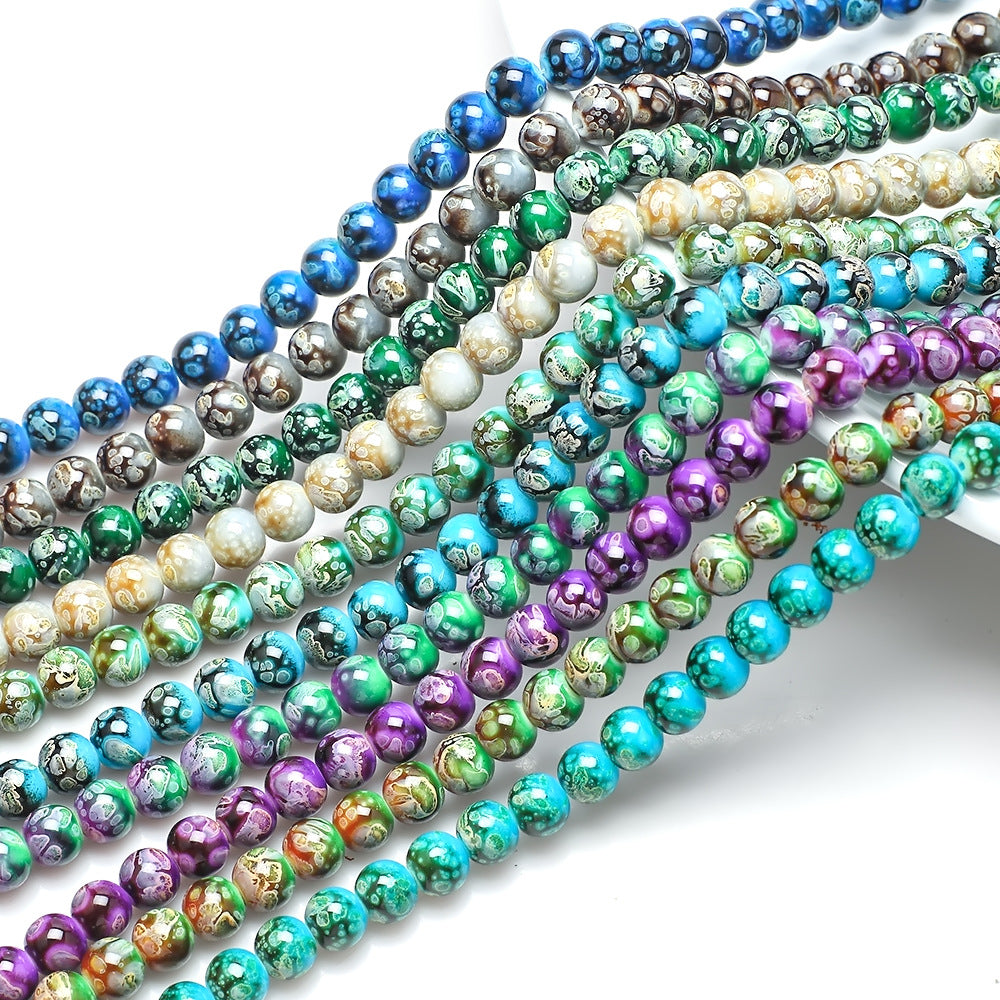 Crackle Round Glass Beads 8mm Multicolor Imitation Ceramic 200pcs