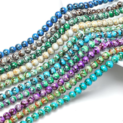 Crackle Round Glass Beads 8mm Multicolor Imitation Ceramic 200pcs