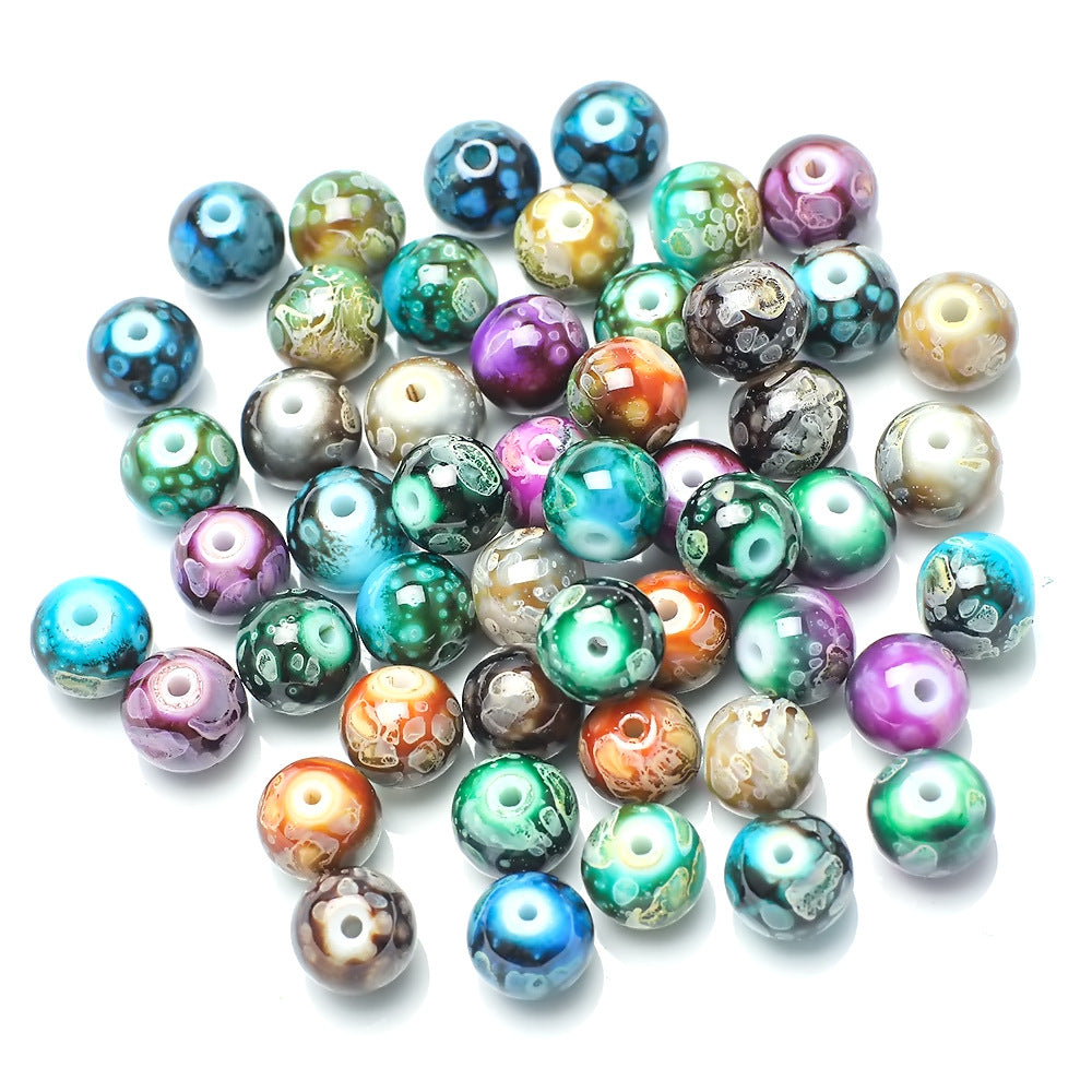 Crackle Round Glass Beads 8mm Multicolor Imitation Ceramic 200pcs 3