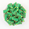 3D Green Tree Silicone Focal Beads Wholesale, Christmas Red Yellow Dots Star Topper Design