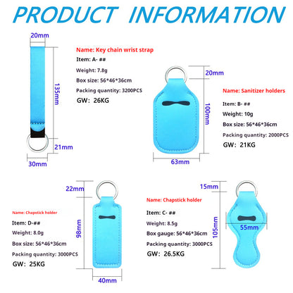 Neoprene Sanitizer Chapstick Holder Wrist Strap Keychain 10pcs 3