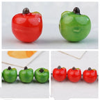 Hand Painted Apple Ceramic Beads 12mm Glossy Finish 10pcs