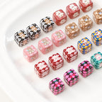 Cherry Bear Rabbit Square Acrylic Beads 14mm Playful Pattern 5pcs 4