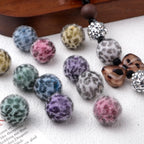 Flocking Leopard Acrylic Round Beads 15mm Colorful Mixed 20pcs 4
