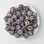 15mm Cow PPrinted Round Silicone Beads Colorful Spots 50pcs 5