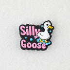Silicone Focal Beads Silly Goose With Pink Text 20pcs