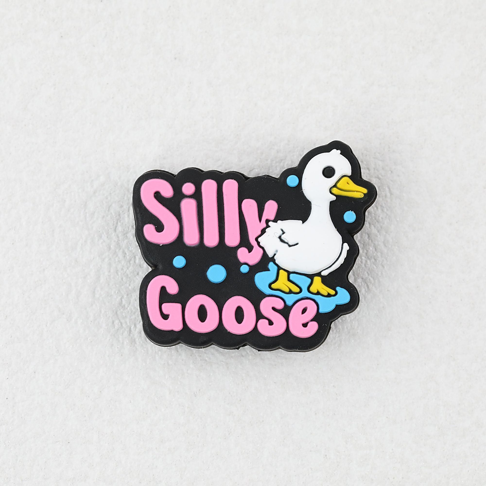 Silicone Focal Beads Silly Goose With Pink Text 20pcs
