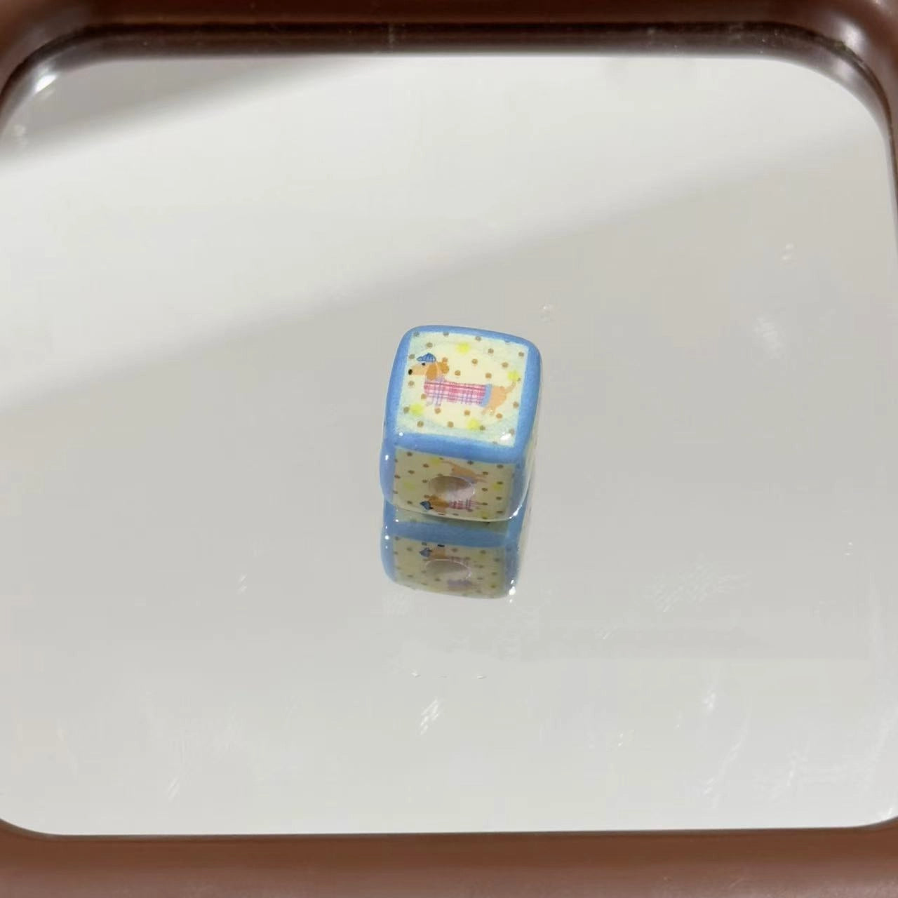 Spring Blue Pink Puppy Square Acrylic Beads 14mm 10pcs 2