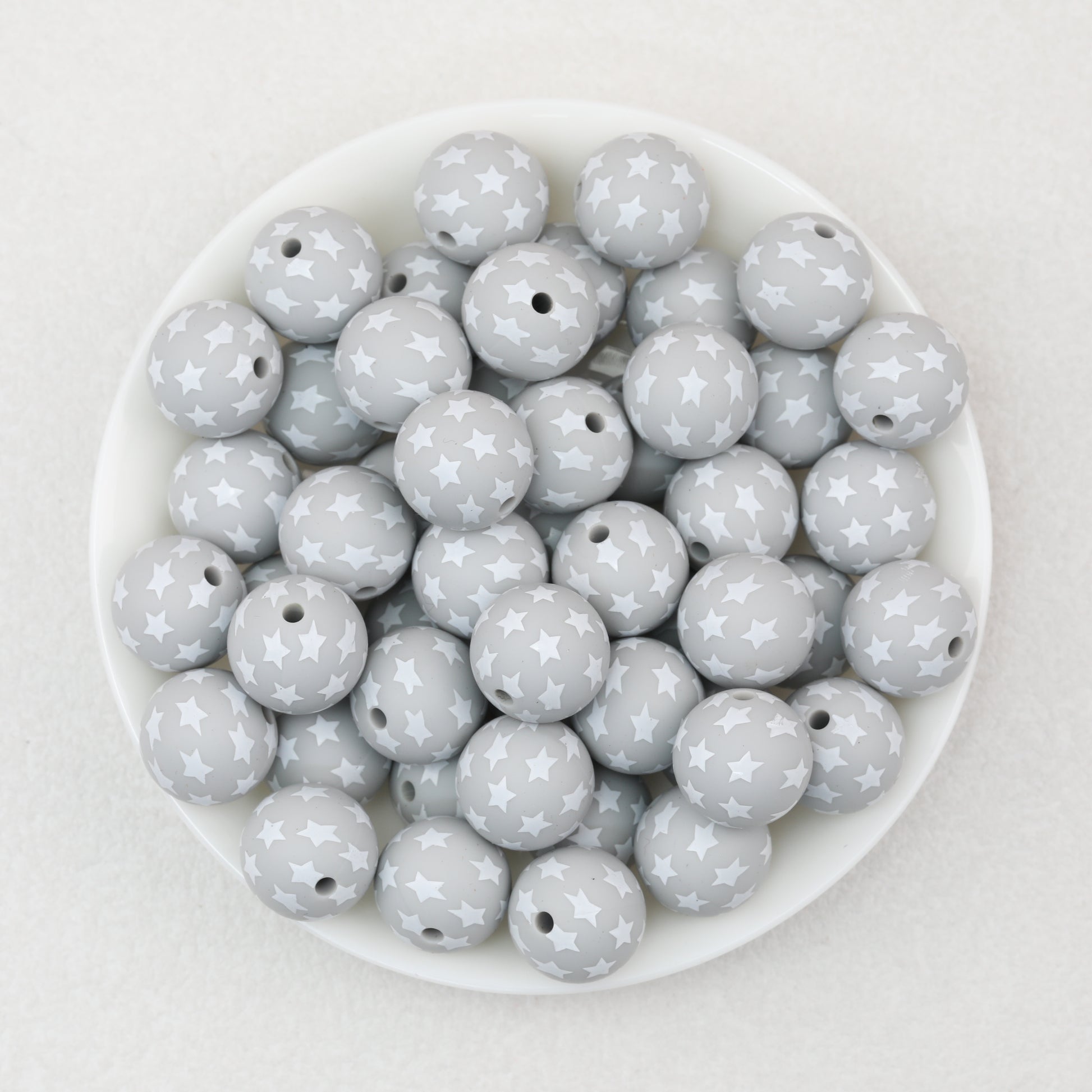 Star Pattern 15mm Printed Silicone Beads 50pcs 2