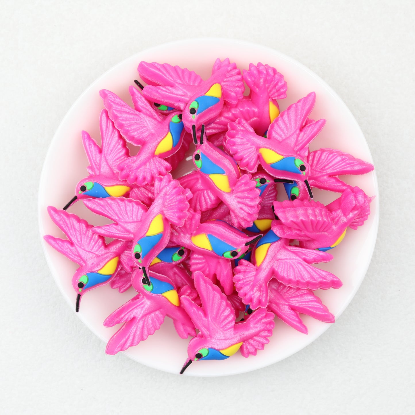3D Colorful Hummingbird Silicone Focal Beads 20 pcs 5
