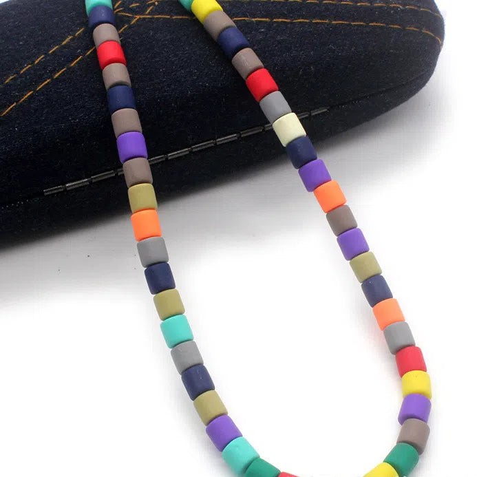 Cylindrical Clay Beads 6mm Two-Color Striped Matte Finish 10strands 630pcs 14