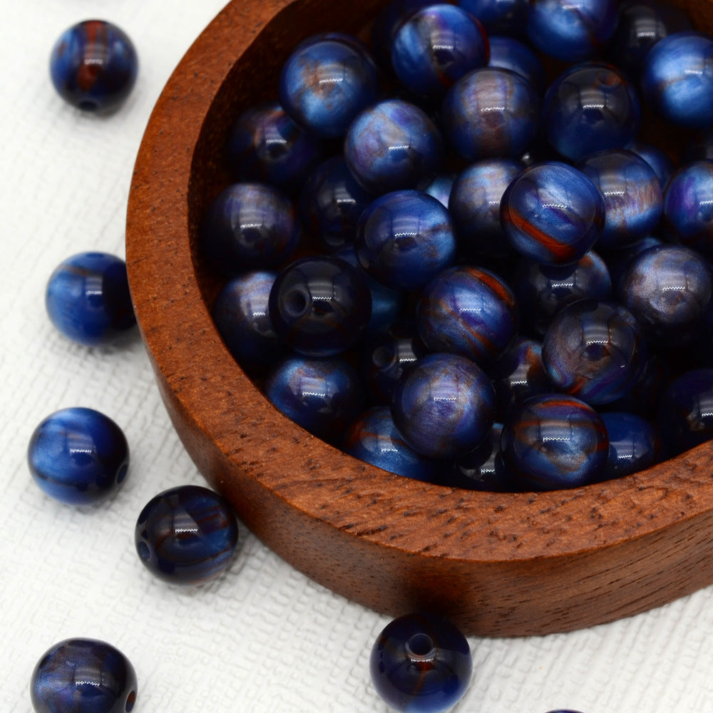 Resin Round Beads 8mm 10mm Starry Lacquer Effect 100pcs 17
