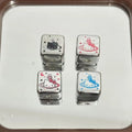 Hello Kitty Acrylic Square Beads 16mm Silver Starry Design 10pcs