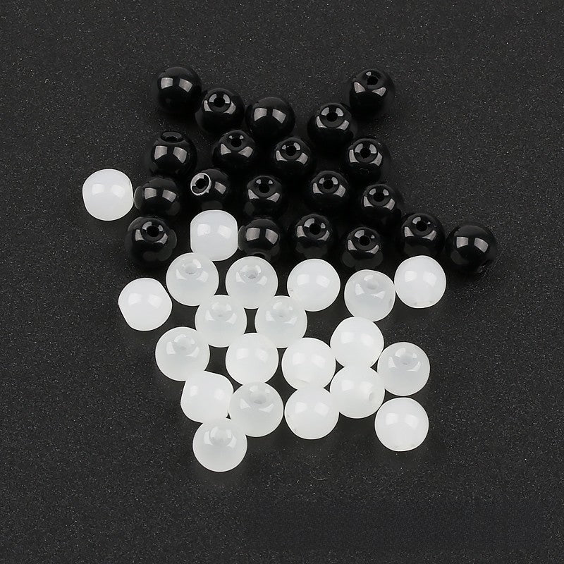 Electroplated Round Glass Beads 4-10mm Imitation Jade Black White