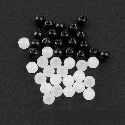 Electroplated Round Glass Beads 4-10mm Imitation Jade Black White