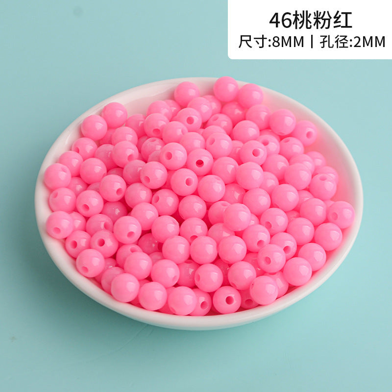 Solid Color Round Acrylic Beads 8mm 100g 26