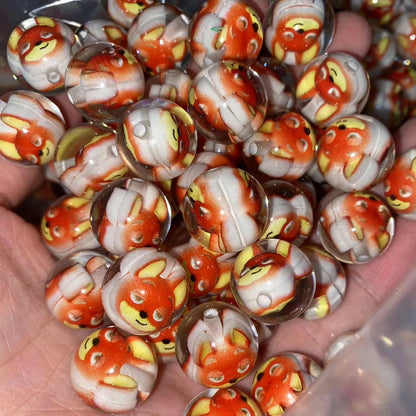 Clear Acrylic Round Beads 16mm Cartoon Figures 20pcs 9