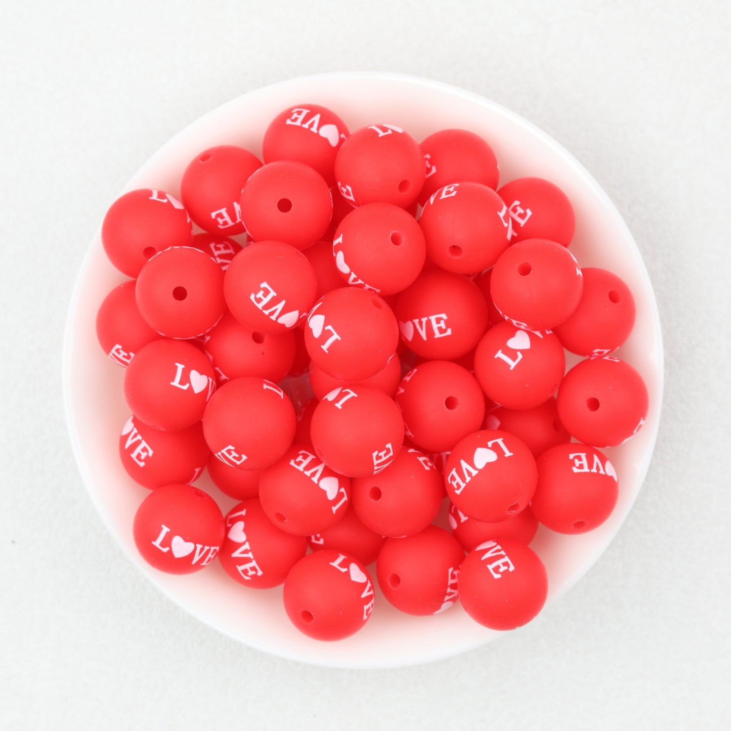 Valentine Theme 15mm Silicone Beads Printed Pattern 50pcs 10