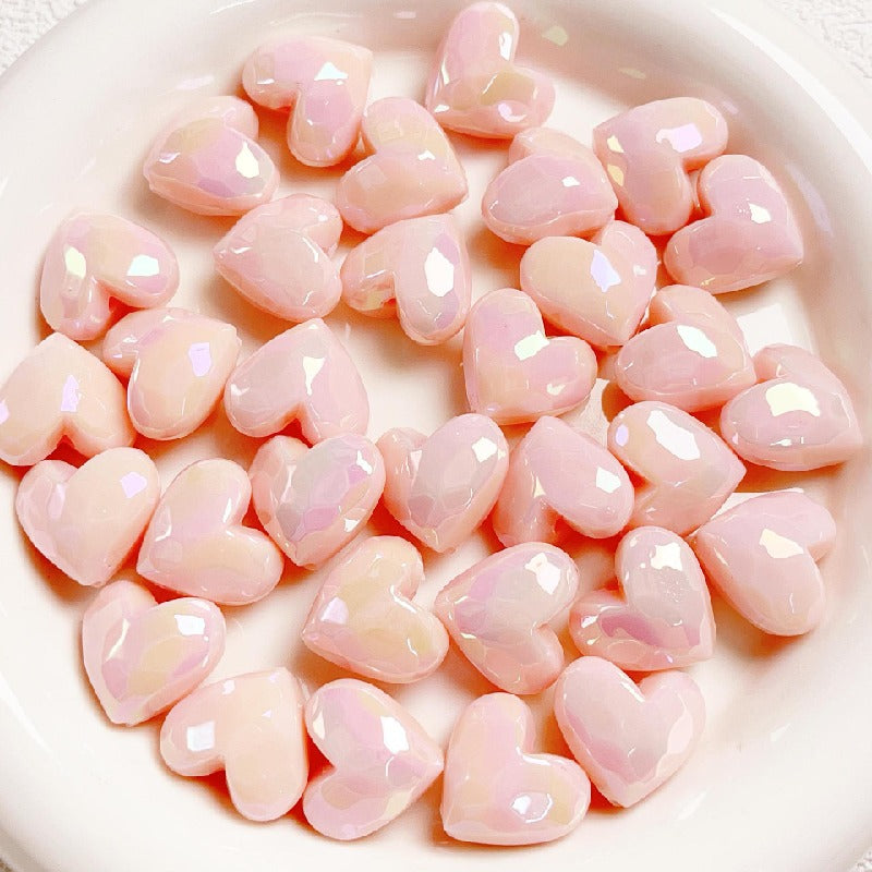 Faceted Heart Acrylic Beads 17.5mm Pastel Vibrant Mixed 10pcs 4