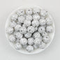 15mm Black and White Patterned Print Round Silicone Beads 50pcs 2
