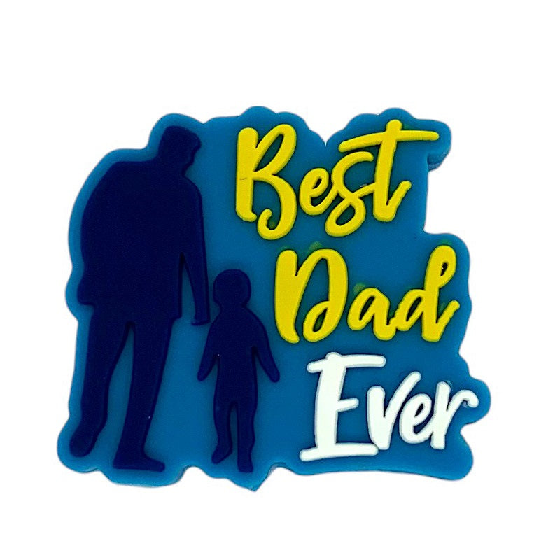 Silicone Focal Beads Best Dad Father Front View Layered Text 20pcs