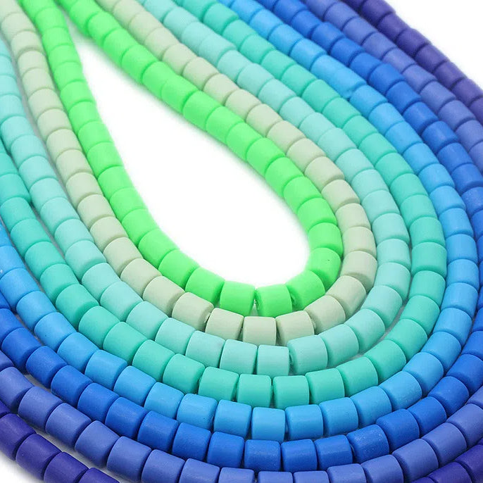 Cylindrical Clay Beads 6mm Two-Color Striped Matte Finish 10strands 630pcs 2