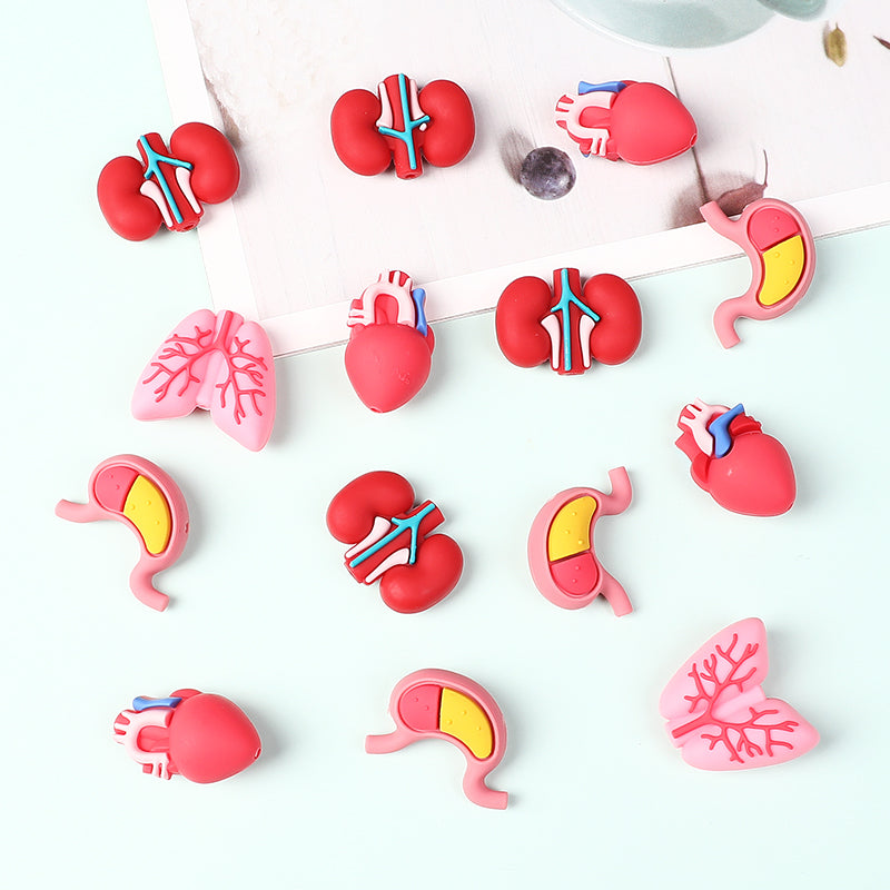 Silicone 3D Focal Beads Cartoon Organs Anatomical Shapes 20pcs 3
