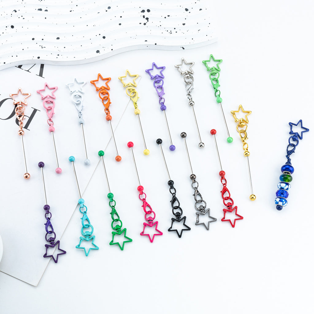 Beadable Metal Keychains Star-shaped