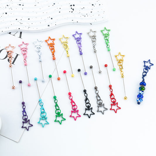 Beadable Metal Keychains Star-shaped