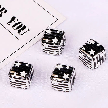Striped Heart and Star Pattern Acrylic Square Beads 14mm 10pcs 4