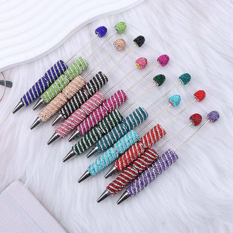 Beadable Striped Rhinestone Embellished Pen Random Color 3
