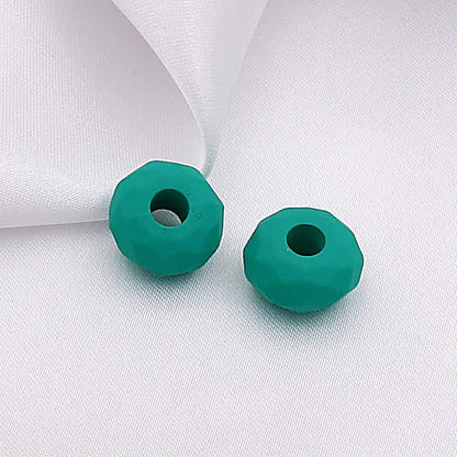 Acrylic Faceted Spacer Beads 14mm Rubberized Finish 40pcs - Peacock Green