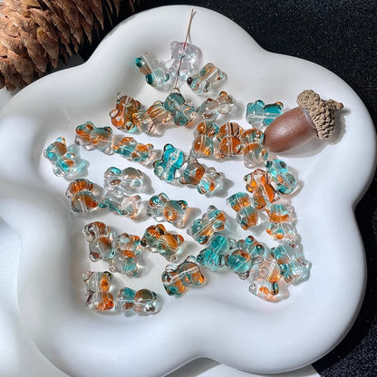 Bear Transparent Glass Beads 12mm 14mm Multicolor 50pcs 14
