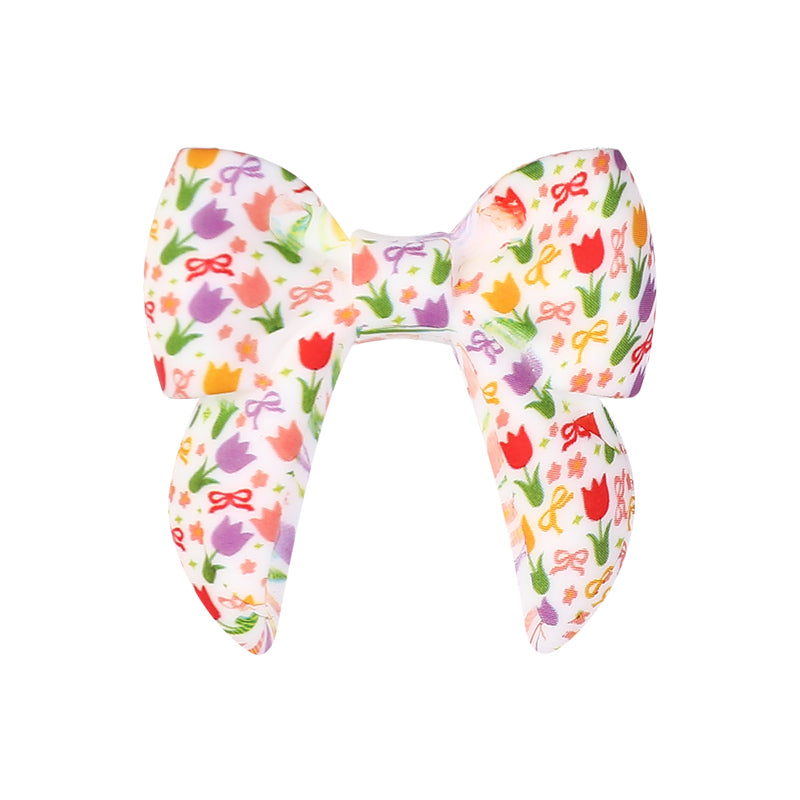 10pcs 3D Bow Printed Silicone Focal Beads