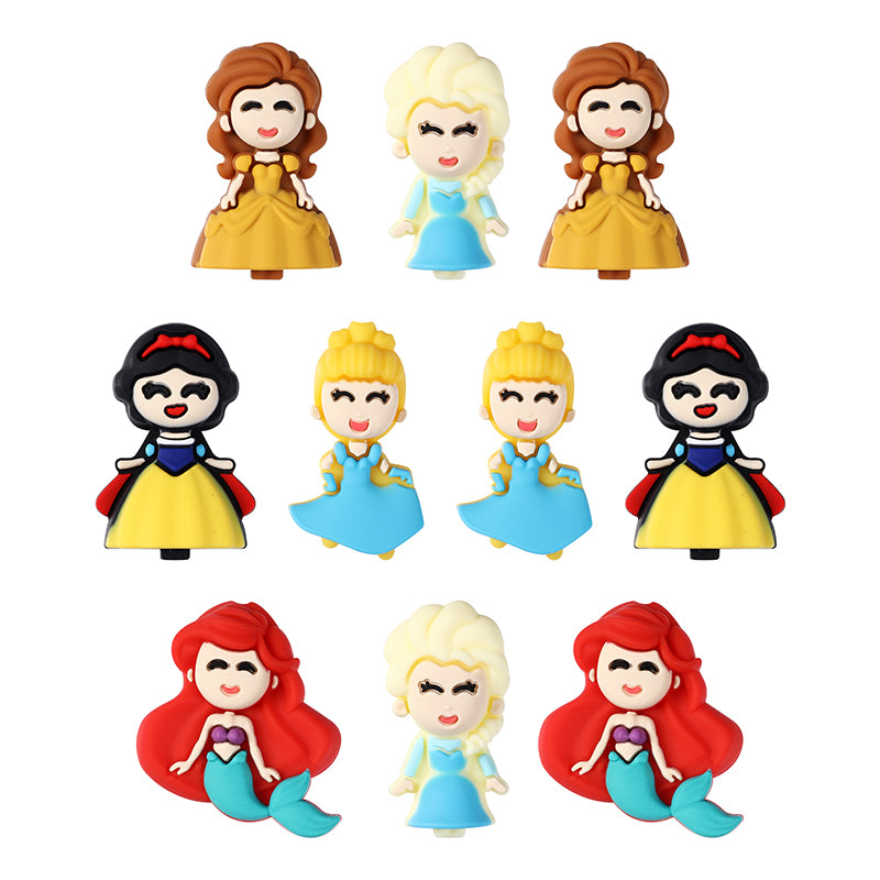 Silicone 3D Focal Beads Princess Smiling Face Colorful Design 9