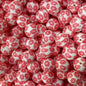 15mm Silicone Beads Red Smile Flower Print 50pcs